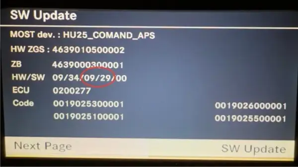COMAND NTG2.5 Firmwareupdate letzte Version 09/29